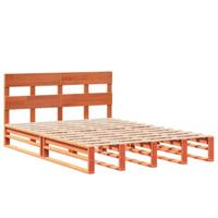 vidaXL Bedframe met hoofdbord massief grenenhout wasbruin 160x200 cm, bed, slaapkamermeubel, houten bed, tweepersoonsbed, houten bedframe, bedbodem