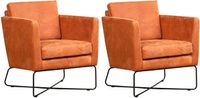 Set van 2 Oranje leren moderne design fauteuils Crossover - Kenia Leer Rost (oranje leer) - thumbnail