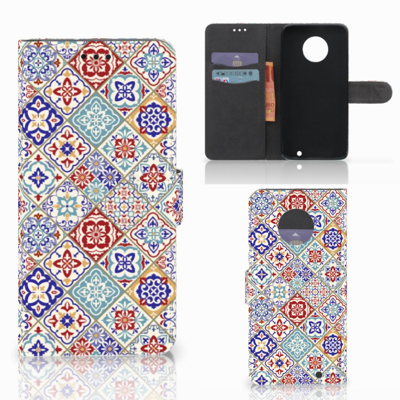 Motorola Moto G6 Plus Bookcase Tiles Color Motorola Moto G6 Plus Bookcase Tiles Color