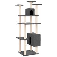 Bussandri Exclusive - Kattenmeubel met sisal krabpalen 162 cm donkergrijs