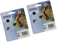 Epson Originele T0711 x2 verpakking met 2 inktpatronen zwart