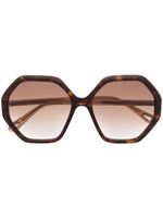 Chloé Eyewear lunettes de soleil à effet écaille de tortue - Marron