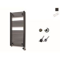 Elektrische Design Radiator Sanicare Plug En Play 111,8 x 60 cm Mat Zwart Thermostaat Chroom 730 Watt Sanicare