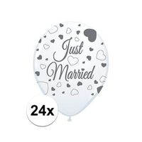 24x Just Married ballonnen 30 cm bruiloft versiering - thumbnail