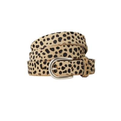 Cowboysbag Cowboysbelt leren riem met panterprint beige