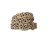 Cowboysbag Cowboysbelt leren riem met panterprint beige