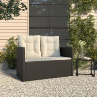 Tuinbank met kussens 105 cm poly rattan zwart - thumbnail