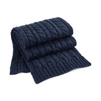 Warme kabel-gebreide winter sjaal navy blauw voor volwassenen - thumbnail