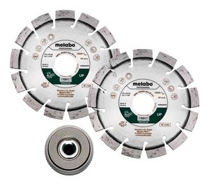 Metabo Accessoires Set: 2x Diamant slijpschijf | Ø 115x22,23mm | "UP" | 1x Snelspanmoer 630800000 - 628581000