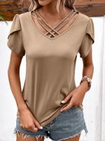 V Neck Casual Plain Loose Shirt