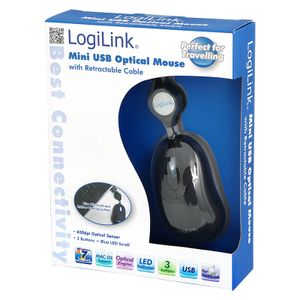 LogiLink ID0016 Muis USB Optisch Zwart 3 Toetsen 800 dpi Kabelinvoer