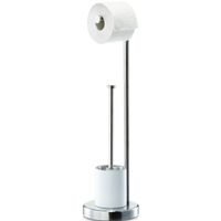 1x Toiletborstels met toiletrolhouder zilver metaal 60 cm