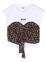 MSGM Kids t-shirt fleuri à manches courtes - Blanc