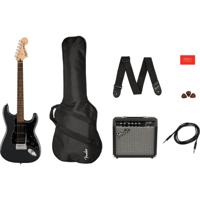 Squier Affinity Series Stratocaster HSS Pack IL Charcoal Frost Metallic starterset elektrische gitaar - thumbnail