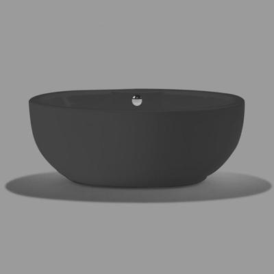 Ligbad Vrijstaand Xenz Levi Ovaal 1-2 Persoons Duobad 95x180x62cm Acryl Hoogglans Zwart met Poten en Afvoer