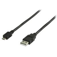 Valueline 2m, USB 2.0, USB A - Micro B USB-kabel Micro-USB B Zwart