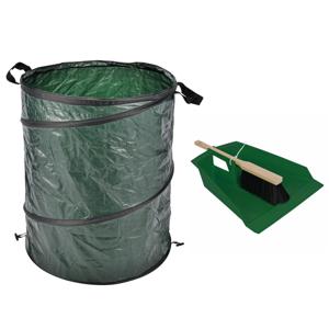 Groot stoffer/blik groen 43 cm met tuinafvalzak 130L voor tuinafval/bladeren