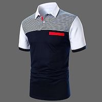 Voor heren POLO Shirt Polo's met knopen Casual Feestdagen Revers Korte mouw Modieus Basic Kleurenblok Klassiek Zomer Normale pasvorm Wit Geel Bordeaux Donker Marine blauw POLO Shirt Lightinthebox