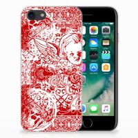 Silicone Back Case iPhone SE 2022 | SE 2020 | 8 | 7 Angel Skull Rood - thumbnail