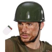 Carnaval verkleed set Army/Leger soldaten helm - met camouflage schmink stift - volwassenen - thumbnail