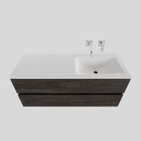 Badkamermeubel Solid Surface BWS Oslo 120x46 cm Rechts Wood Dark Brown (0 kraangaten) - thumbnail