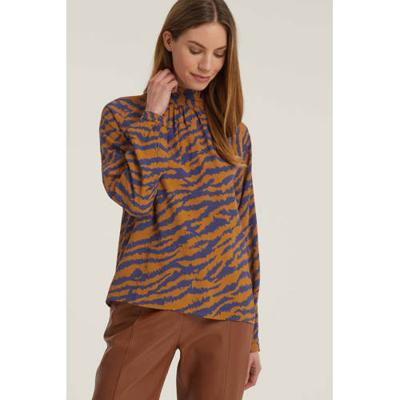 Anna van Toor top met all over print oranje/blauw