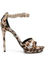 Roberto Cavalli 125mm leopard-print sandals - Tons neutres