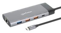 Manhattan Usb-C Dock/Hub, Ports (X10): Ethernet, Hdmi (X2 8K), Usb-A, 130714
