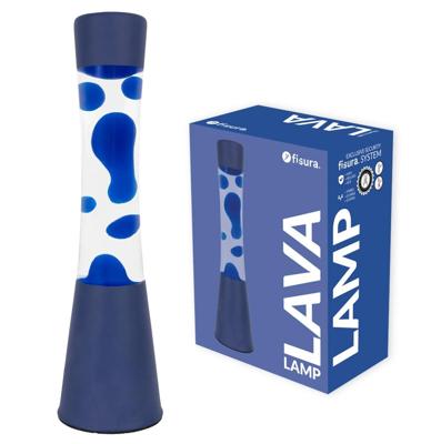 Fisura Lava Lamp Tower - Blauwe Basis Met Transparante Vloeistof En Blauwe Lava