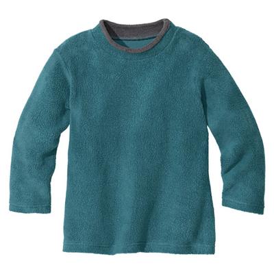 Fleece pullover van bio-katoen, petrol 134/140