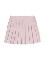 Thom Browne Kids logo-patch virgin wool pleated skirt - Rose