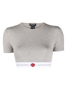 DSQUARED2 t-shirt crop à imprimé végétal - Gris