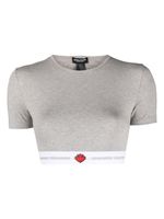 DSQUARED2 t-shirt crop à imprimé végétal - Gris