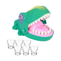 Drank spelletje de Bijtende dino inclusief shotglazen - reactie vermogen spel - drankspel - thumbnail