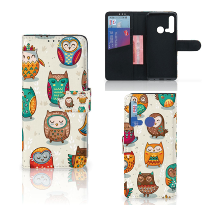Huawei P20 Lite (2019) Telefoonhoesje met Pasjes Vrolijke Uilen Huawei P20 Lite (2019) Telefoonhoesje met Pasjes Vrolijke Uilen