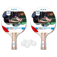 Tafeltennis set met 2x batjes 3 sterren + 18x tafeltennis/ping pong balletjes wit 4 cm