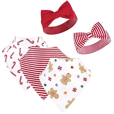 Hudson Baby Unisex Cotton Bib and Headband Set, Sugar Spice, One Size