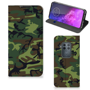 Motorola One Zoom Hoesje met Magneet Army Dark