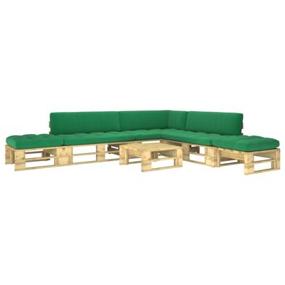 vidaXL 6-delige Loungeset pallet met kussens groen geïmpregneerd hout