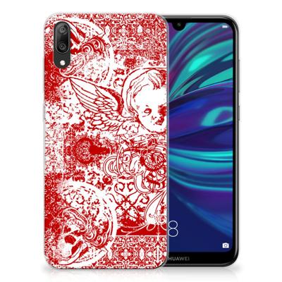 Silicone Back Case Huawei Y7 Pro (2019) Angel Skull Rood