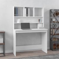 Bureau met schappen 102x45x148 cm bewerkt hout wit - thumbnail