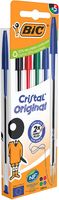 Bic Cristal balpen, medium, blister van 5 stuks: zwart, rood, groen en 2 x blauw - thumbnail