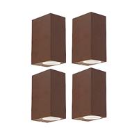 QAZQA - Industrieel Set van 4 smart wandlampen roestbruin IP44 incl. 2 GU10 - Baleno | Dimmer | Dimbaar | Buitenverlichting - Aluminium Rechthoekig - GU10 Geschikt voor LED - Max. 2 x 4.5 Watt