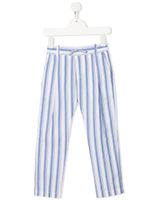 Paolo Pecora Kids pantalon rayé à taille à lien de resserrage - Bleu