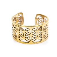 Verstelbare Ring Flower of Life Goudkleurig (10 mm) - thumbnail