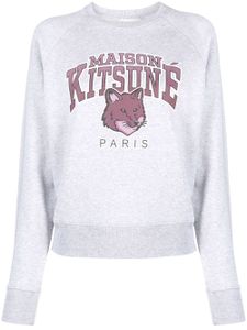 Maison Kitsuné pull chiné en coton à motif Fox - Gris