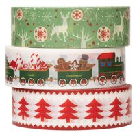 Colorations Washi Tape Kerst 3 Rollen, 5mtr. - thumbnail