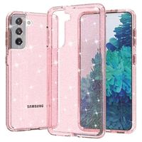 Samsung Galaxy S21 5G Stijlvolle Glitter Series Hybrid Case - Roze - thumbnail