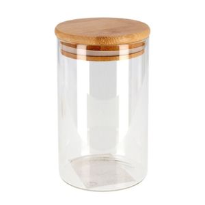 6x Luxe glazen bewaarpotten/voorraadpotten met houten deksel 1300 ml