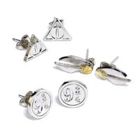 Harry Potter Earrings 3-Pack Snitch/Deathly Hallows/Platform 9 3/4 (Silver Plated) - thumbnail